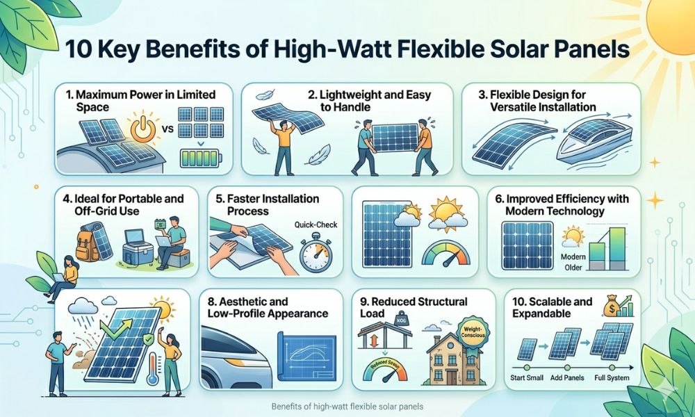 Benefits of Using High-Watt Flexible Solar Panels