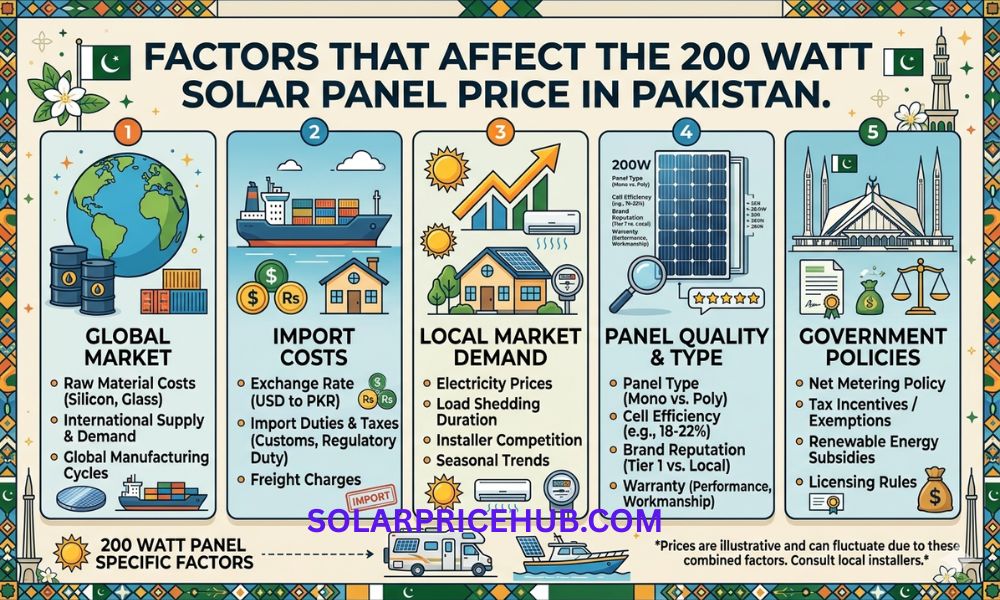 Factors That Affect the 200 Watt Solar Panel Price in Pakistan
