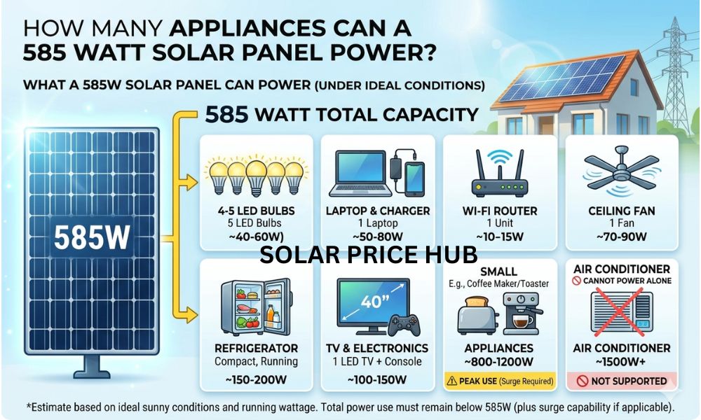 How Many Appliances Can A 585 Watt Solar Panel Power?