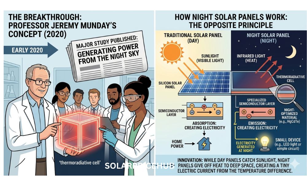 who invented night solar panels
