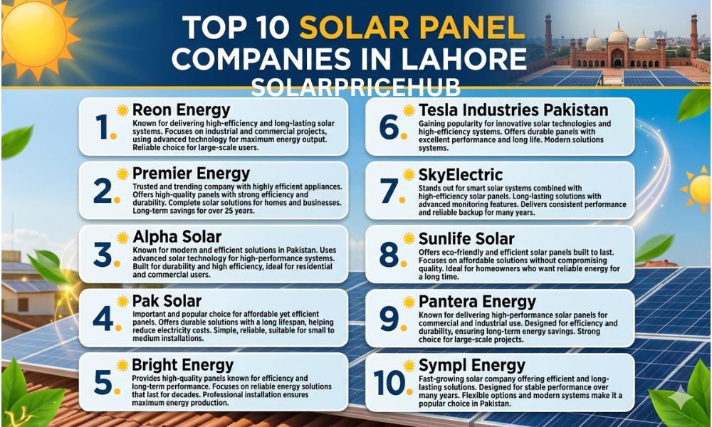 List Of Top 10 Solar Panel Companies in Lahore