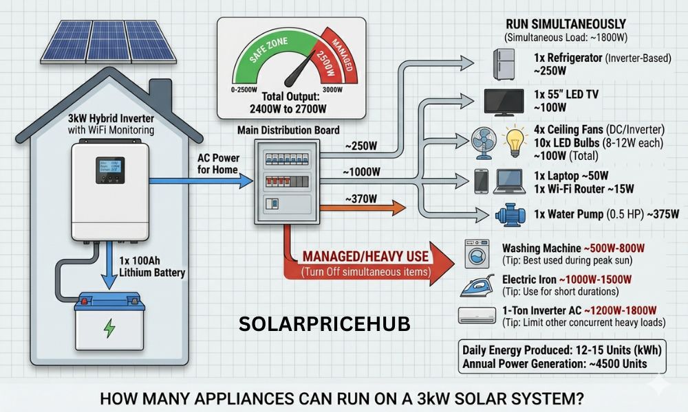 How Many Appliances Run On A 3kw Solar System?