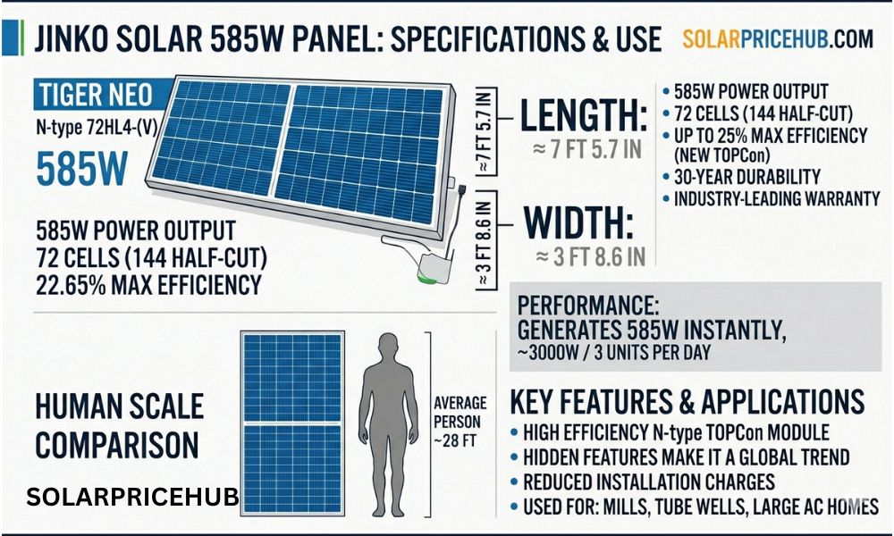 Jinko 585-watt Solar Panel Size in Feet
