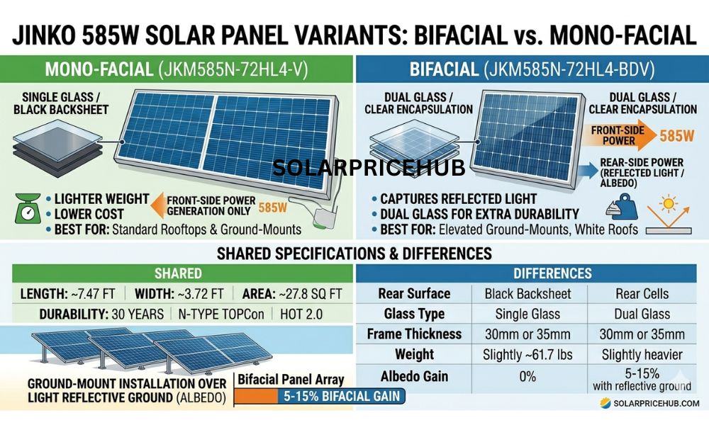 Jinko 585W Solar Panel Variants: Bifacial vs. Mono-Facial