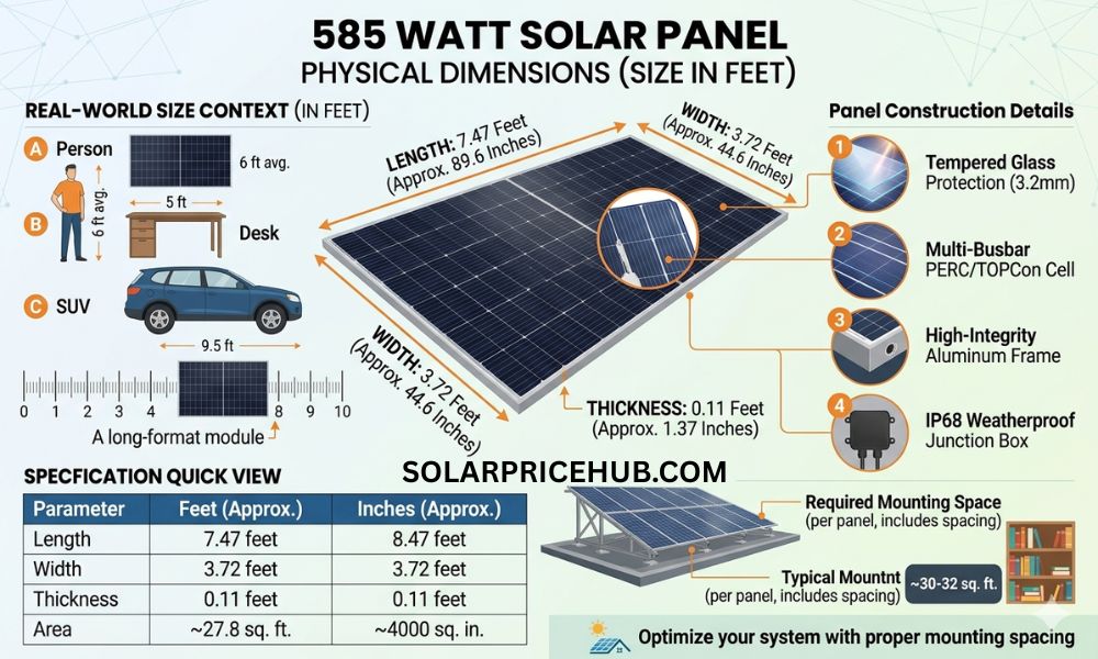 585 Watt Solar Panel Size in Feet