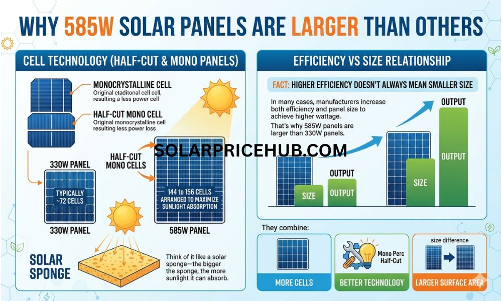 Why 585W Solar Panels Are Larger Than Others