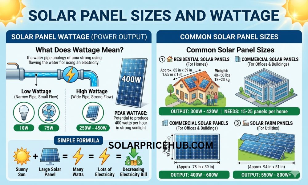 Solar Panel Sizes and Wattage