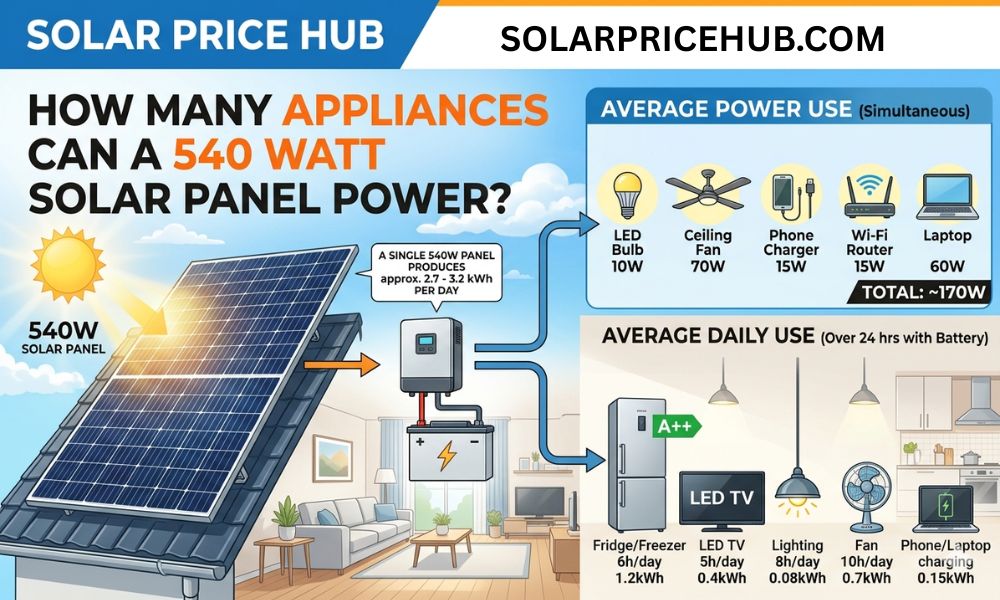 How Many Appliances Can A 540 Watt Solar Panel Power?