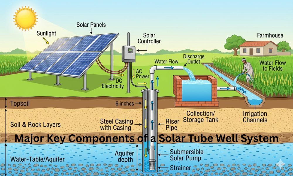 Major Key Components of a Solar Tube Well System