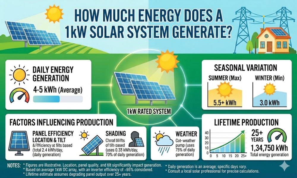 How Much Energy 1kw Solar System Generate?