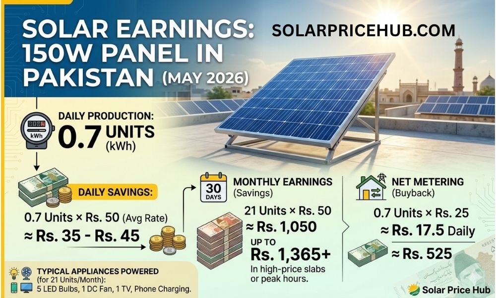 How Much Rupees A Solar Plate 150 watts earn?