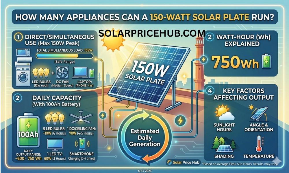 How Many Appliances Can A Solar Plate 150-watt run?