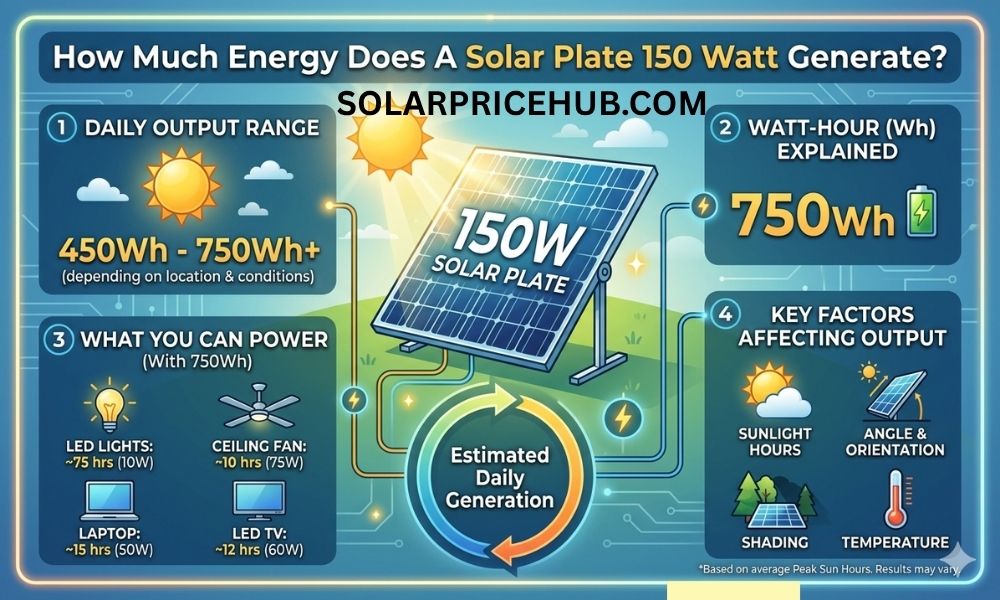 How Much Energy Does A Solar Plate 150 Watt Generate?
