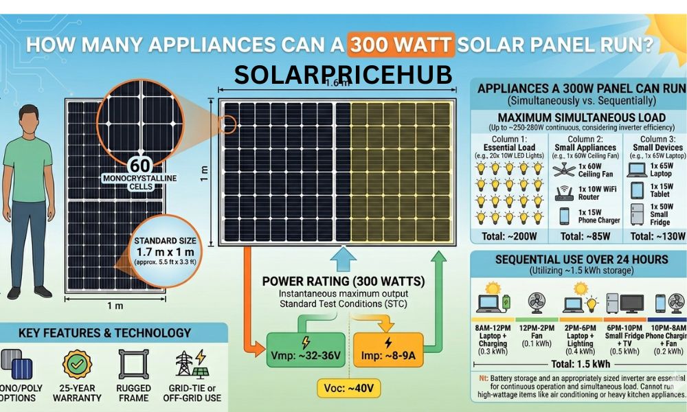 How Many Appliances Can a 300 Watt Solar Panel Run?