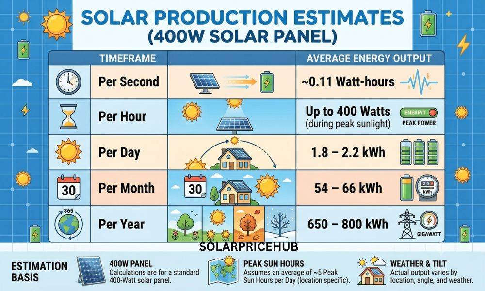 Solar Production Estimates (400W Solar Panel)