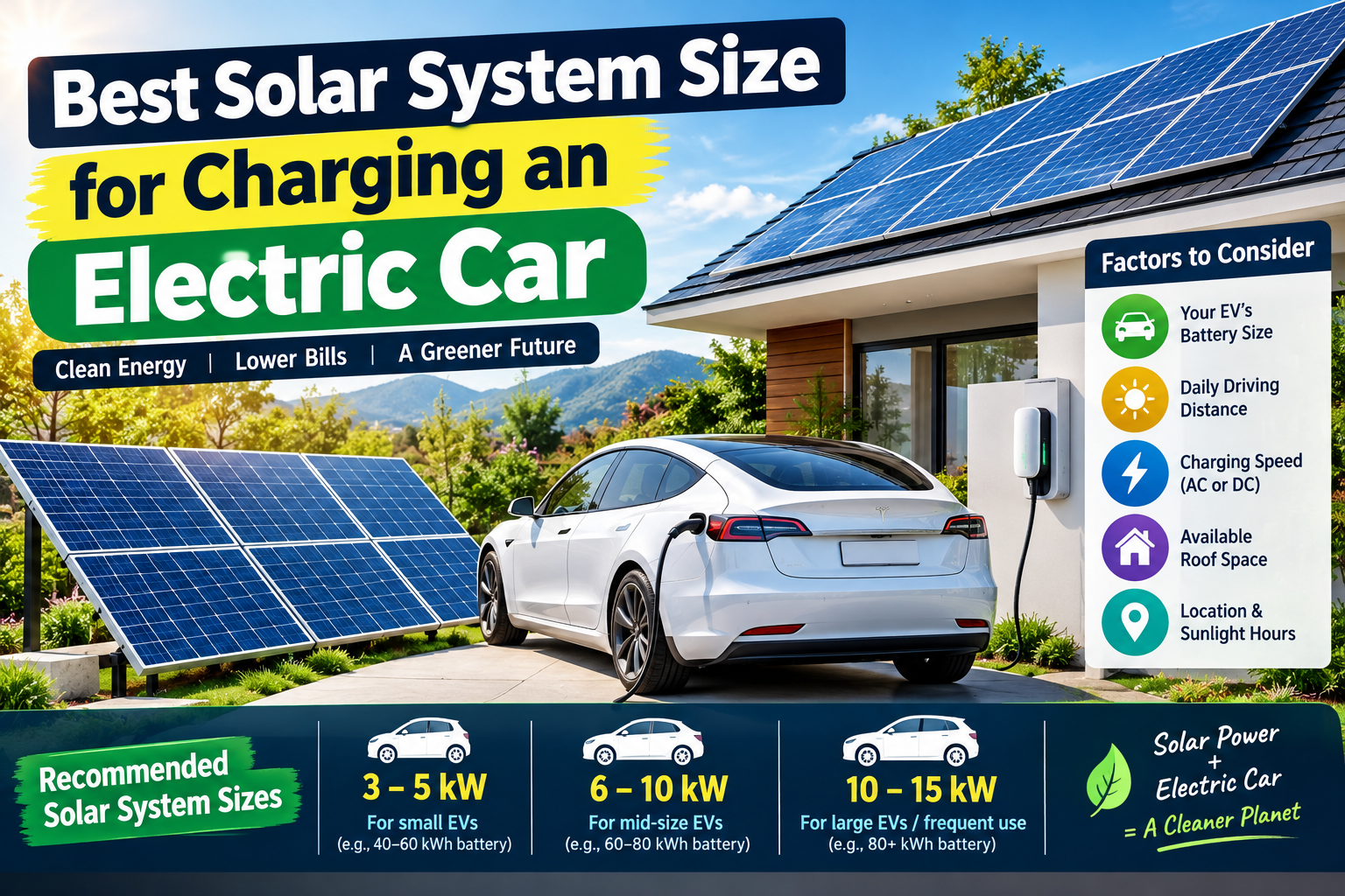 Best Solar System Size for Charging an Electric Car